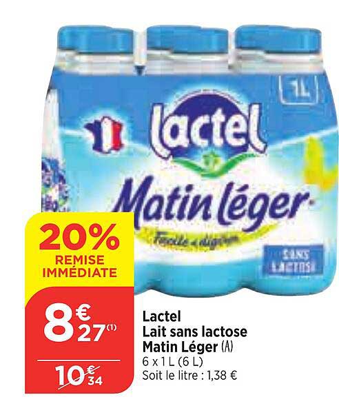 lactel lait sans lactose matin léger