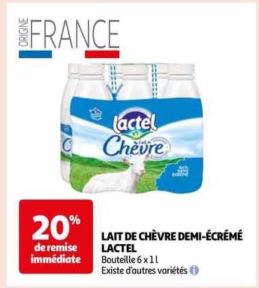 lait de chèvre demi-écrémé lactel