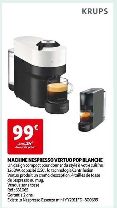 Machine Nespresso Vertuo Pop Blanche Krups