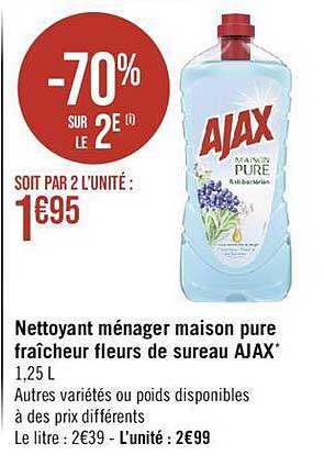 nettoyant ménager maison pure fraîcheur fleurs de sureau ajax