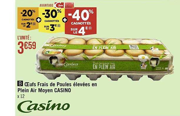 œufs frais de poules élevées en plein air moyen casino