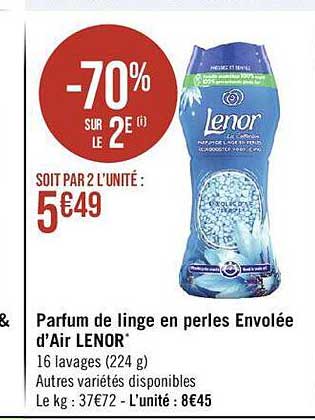 parfum de linge en perles envolée d'air lenor
