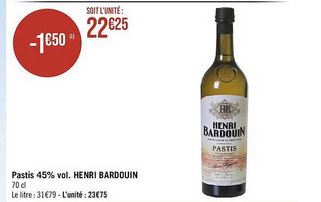 pastis 45% vol. henri bardouin