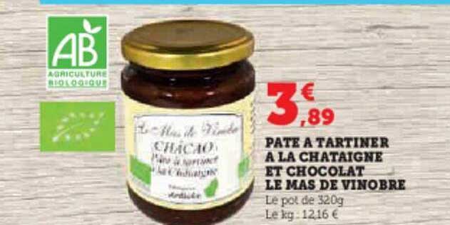 pâte à tartiner à la châtaigne et chocolat le mas de vinobre