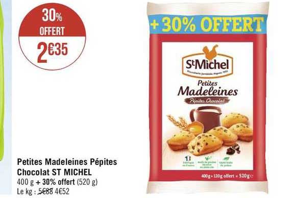 petites madeleines pépites chocolat st michel