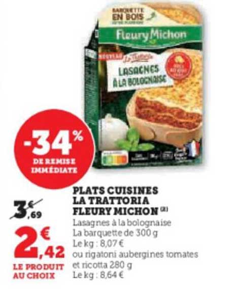 plats cuisinés la trattoria fleury michon