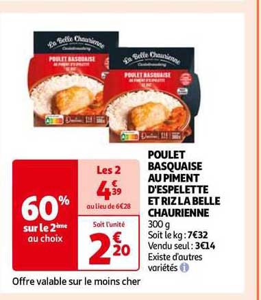 poulet basquaise au piment d'espelette et riz la belle chaurienne