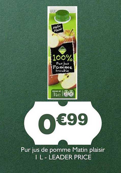 pur jus de pomme matin plaisir - leader price