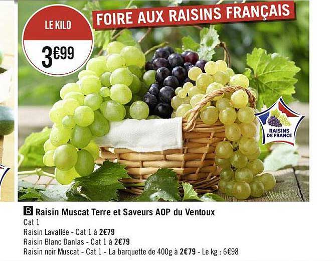 Raisin Muscat Terre Et Saveurs Aop Du Ventoux