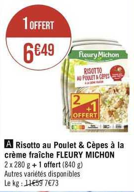 risotto au poulet & cèpes à la crème fraîche fleury michon