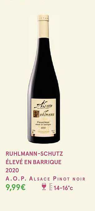 ruhlmann-schutz élevé en barrique 2020 a.o.p. alsace pinot noir