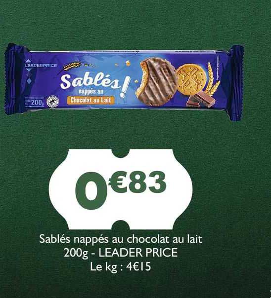 sablés nappés au chocolat au lait - leader price