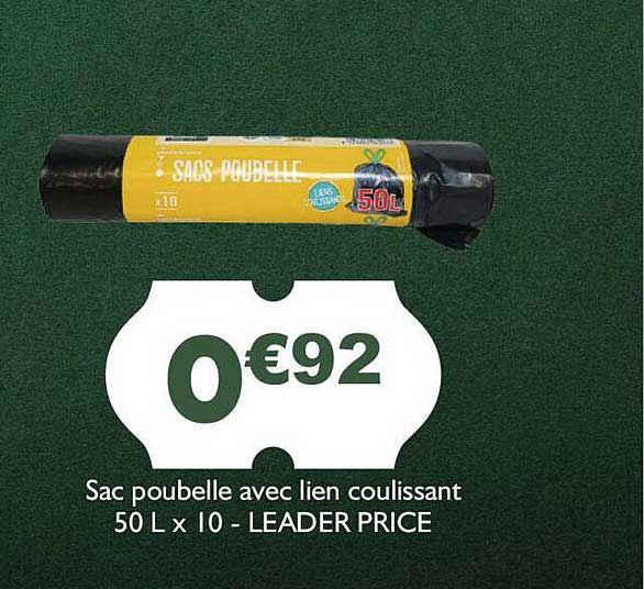 sac poubelle avec lien coulissant - leader price