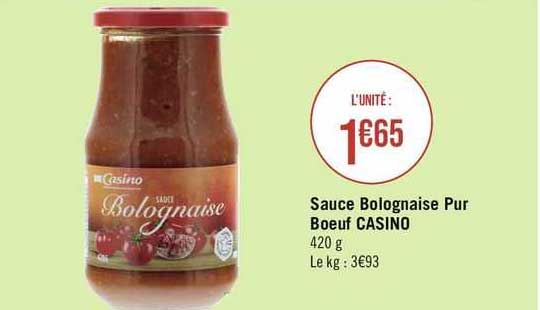 Sauce Bolognaise Pur Bœuf Casino