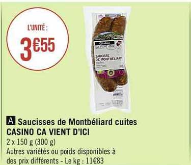 saucisses de montbéliard cuites casino ça vient d'ici