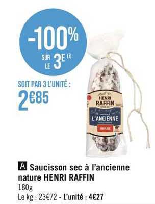 saucisson sec à l'ancienne nature henri raffin