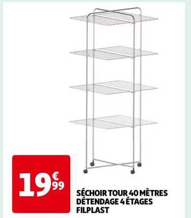 séchoir tour 40 mètres détendage 4 étages filplast