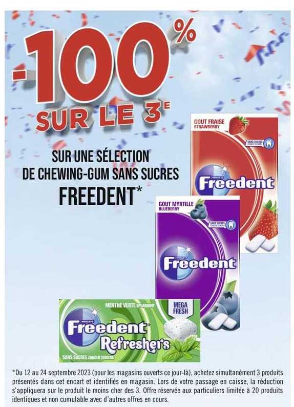 sélection de chewing-gum sans sucres freedent