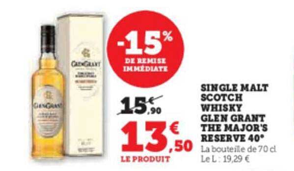 single malt scotch whisky glen grant the major's reserve 40°