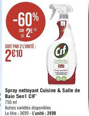 Spray Nettoyant Cuisine & Salle De Bain 5 En 1 Cif
