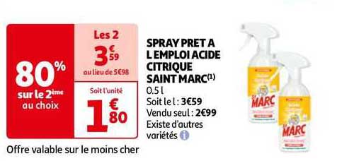 spray prêt à l'emploi acide citrique saint marc