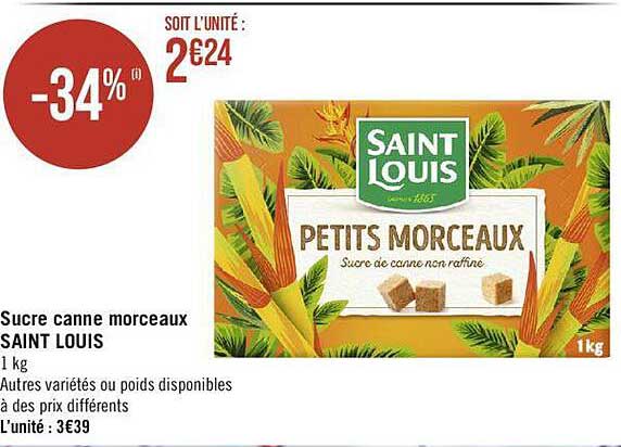 sucre canne morceaux saint louis
