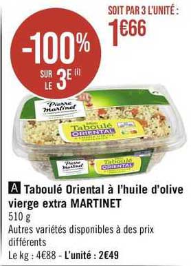 Taboulé Oriental à L'huile D'olive Vierge Extra Martinet