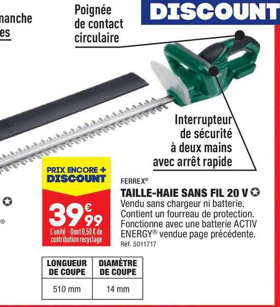 taille-haie sans fil 20 v ferrex