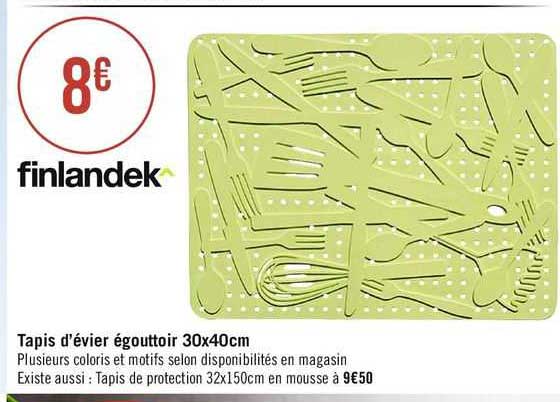 tapis d'évier égouttoir 30 x 40 cm