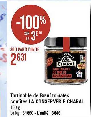 tartinable de bœuf tomates confites la conserverie charal