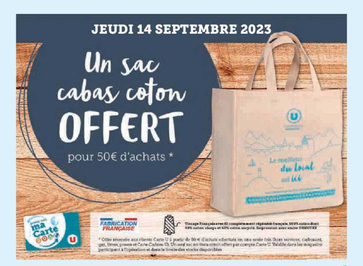 un sac cabas coton offert pour 50€ d'achats