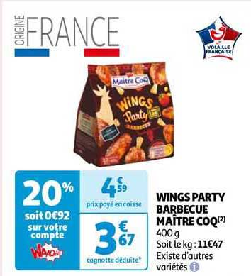 wings party barbecue maître coq