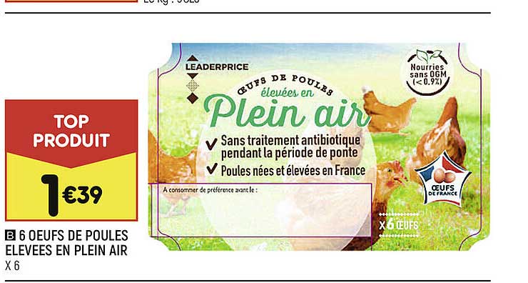 6 oeufs de poules élevées en plein air