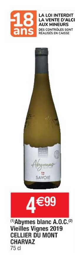 abymes blanc a.o.c. vieilles vignes 2019 cellier du mont charvaz