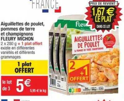 aiguillettes de poulet, pommes de terre et champignons fleury michon