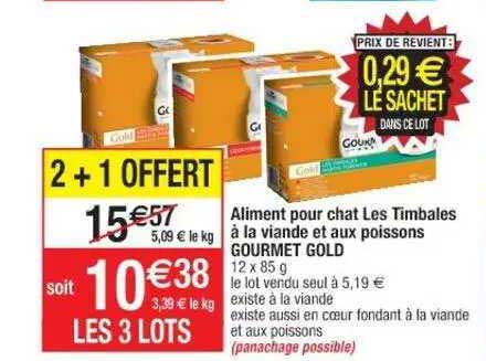 aliment pour chat les timbales à la viande et aux poissons gourmet gold
