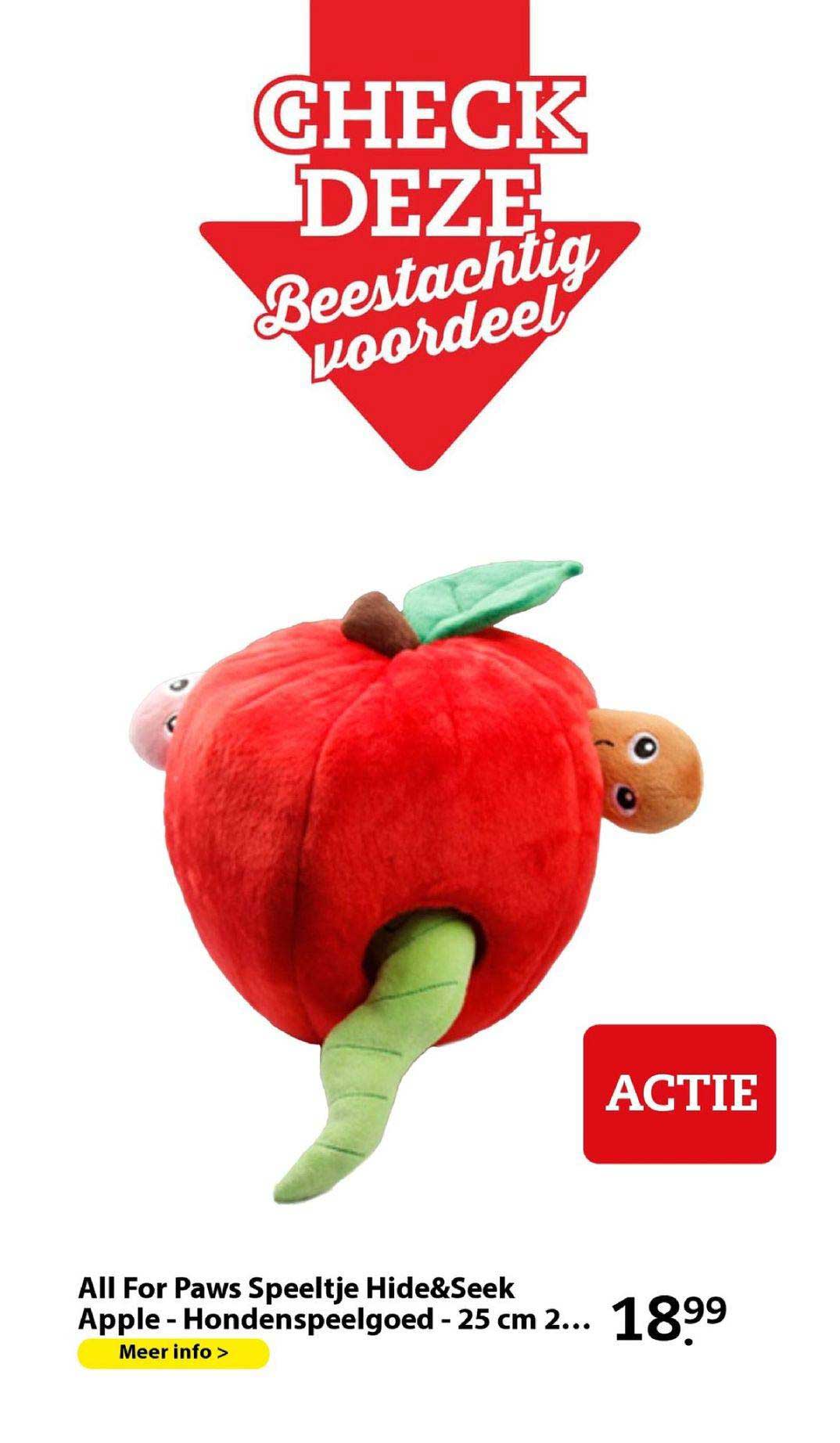 all for paw speeltje hide&seek apple-hondenspeelgoed - 25 cm