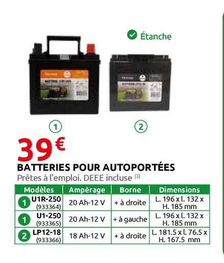 batteries pour autoportées