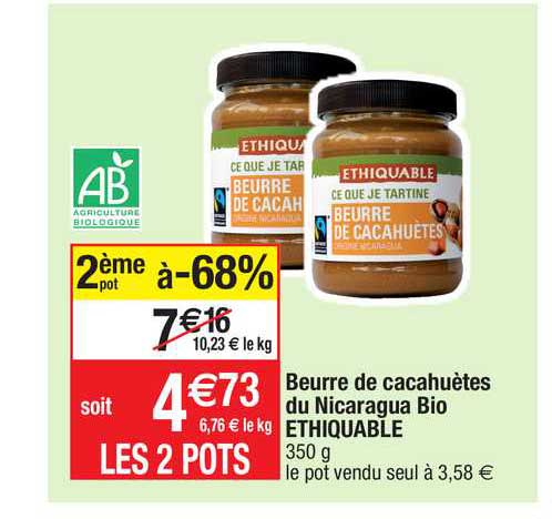 beurre de cacahuètes du nicaragua bio éthiquable