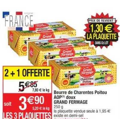 beurre de charentes poitou aop doux grand fermage