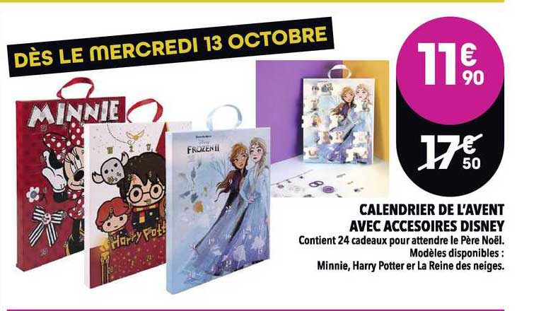 calendrier de l'avent avec accessoires disney