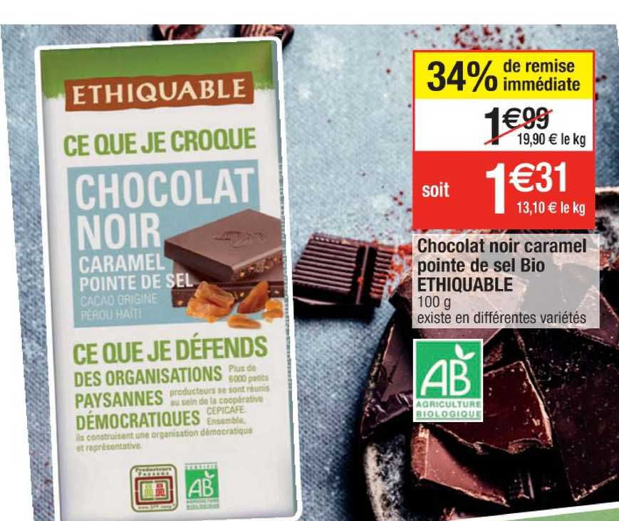 Chocolat Noir Caramel Pointe De Sel Bio éthiquable