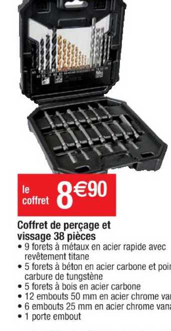 coffret de perçage et vissage 38 pièces