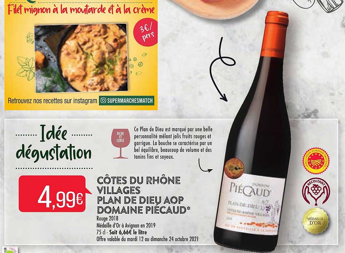 côtes du rhône villages plan de dieu aop domaine piécaud rouge 2018