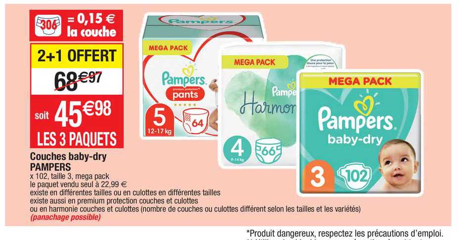 couches baby-dry pampers