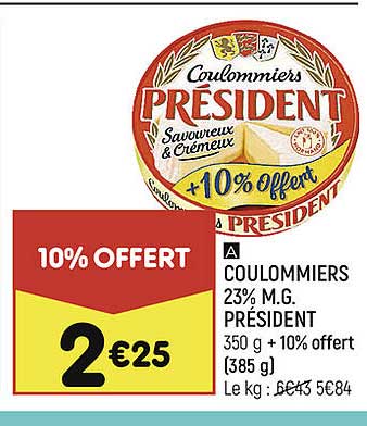 Coulommiers 23% Mg Président