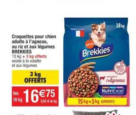 Croquettes Pour Chien Adulte à L'agneau , Au Riz Et Aux Légumes Brekkies