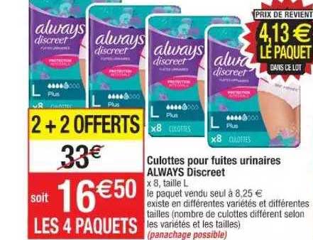 culottes pour fuites urinaires always discreet
