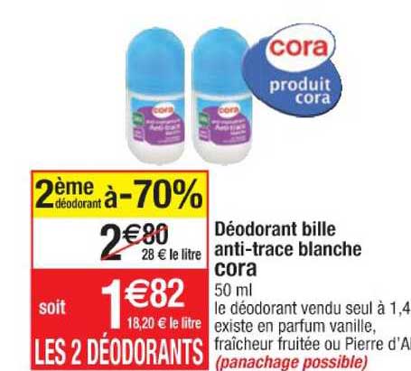 déodorant bille anti-trace blanche cora