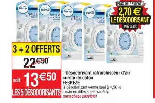 désodorisant rafraîchisseur d'air pureté de coton febreze